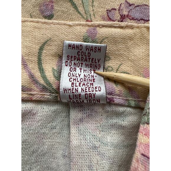 Vintage Cottagecore Floral Linen Mom Shorts 7 Inch Inseam High Rise Womens 6 - Picture 6 of 6